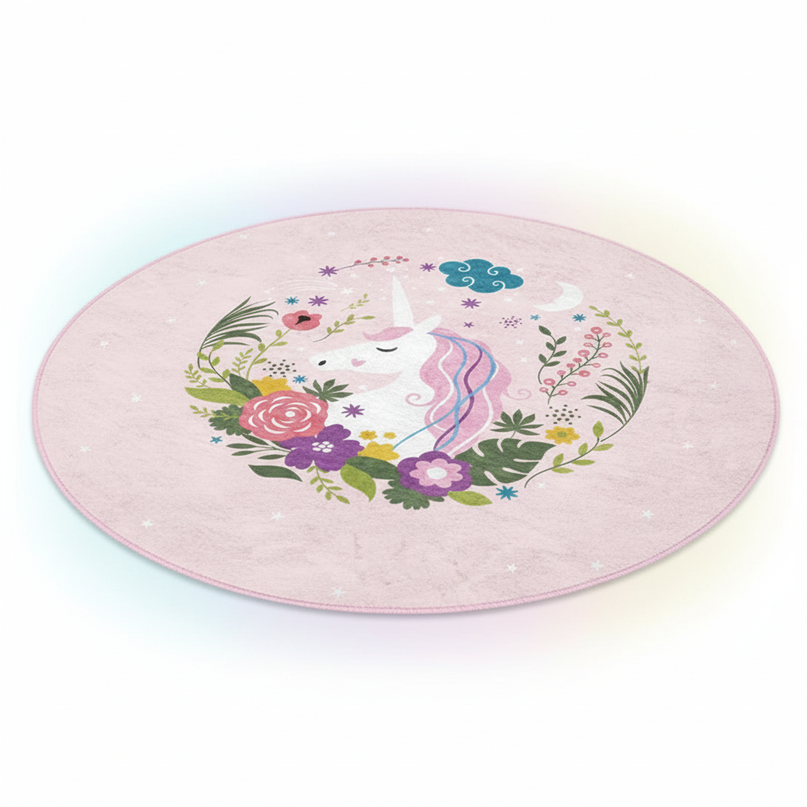 round unicorn rug - white-bg