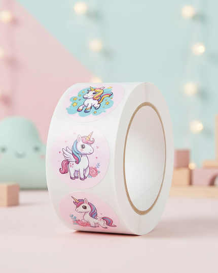 round unicorn stickers - lifestyle