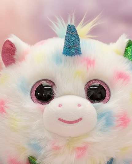 round unicorn stuffed animal - detail