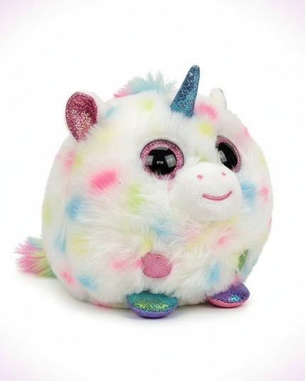 round unicorn stuffed animal - white-bg