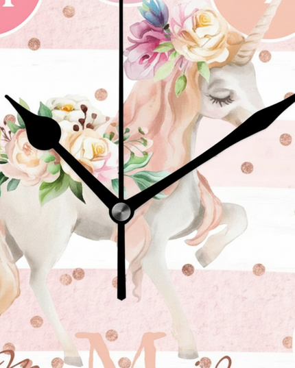round unicorn wall clock - detail
