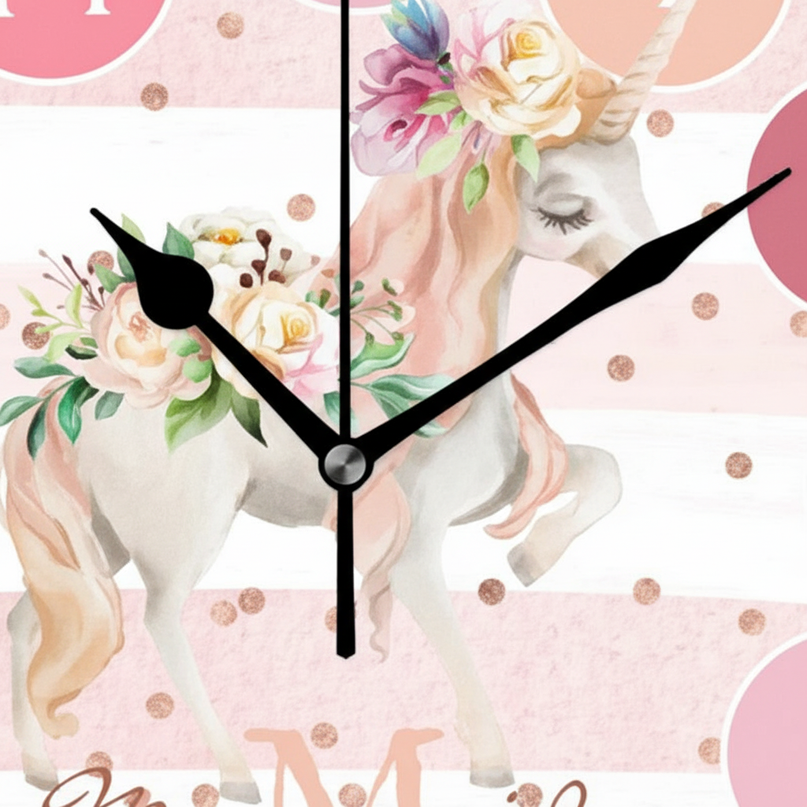 round unicorn wall clock - detail