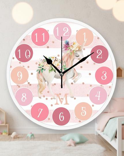 round unicorn wall clock - lifestyle