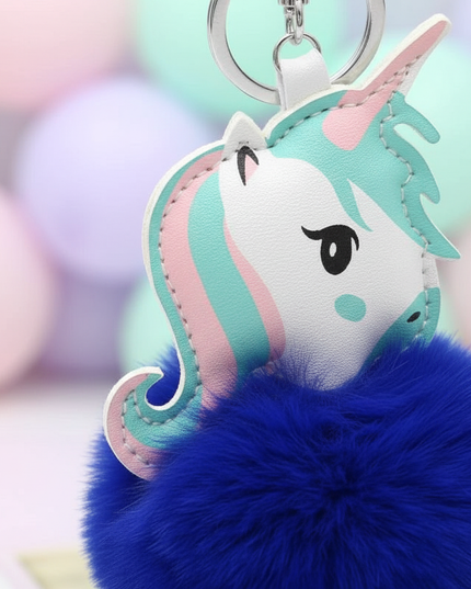 royal blue unicorn keychain - detail