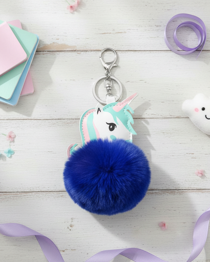 royal blue unicorn keychain - flat-lay