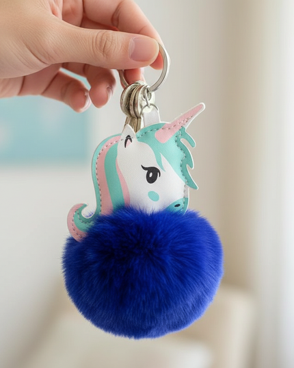 royal blue unicorn keychain - in-use