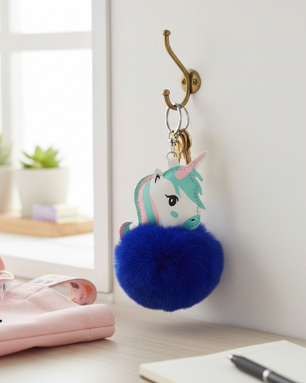 royal blue unicorn keychain - lifestyle