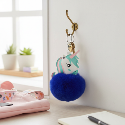 royal blue unicorn keychain - lifestyle