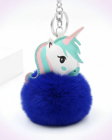 royal blue unicorn keychain - white-bg