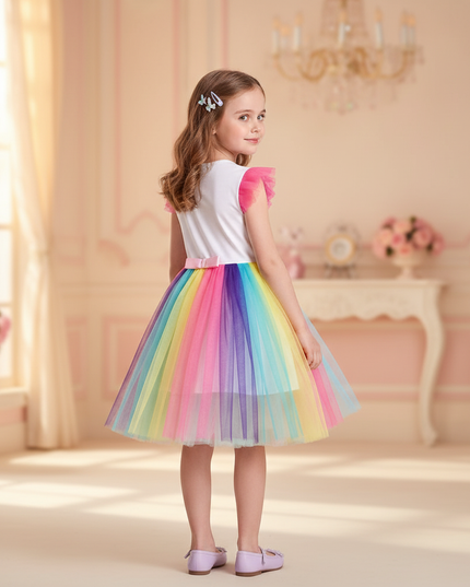 ruffle unicorn dress girls - back