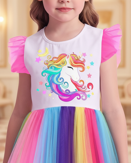 ruffle unicorn dress girls - detail