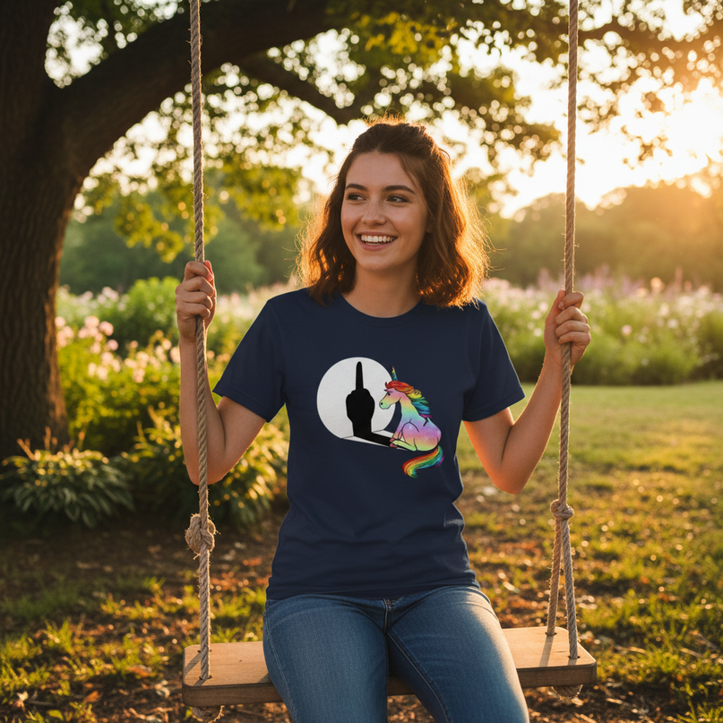 rust unicorn shirt - in-use