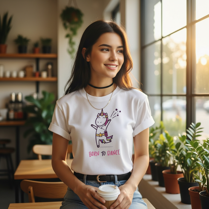 sage unicorn shirt - in-use