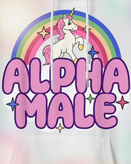 sarcastic alpha male unicorn hoodie - detail