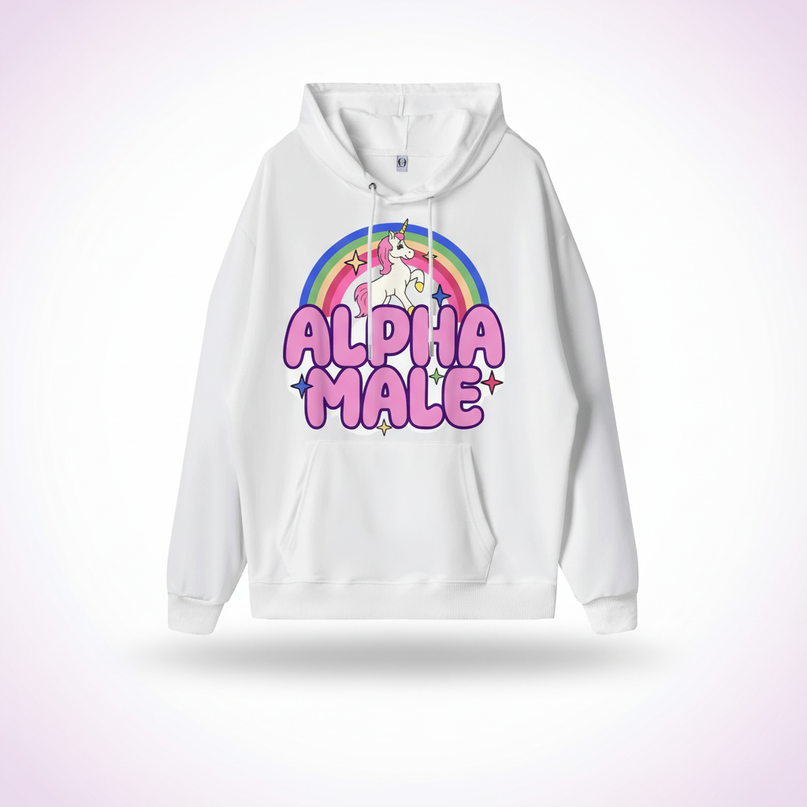 sarcastic alpha male unicorn hoodie - white-bg