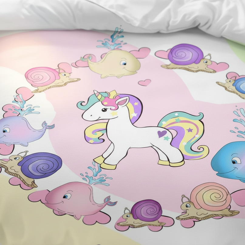sea friends unicorn bedding - detail