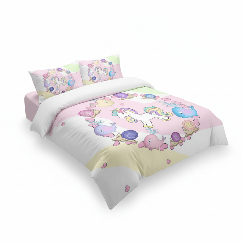 sea friends unicorn bedding - white-bg