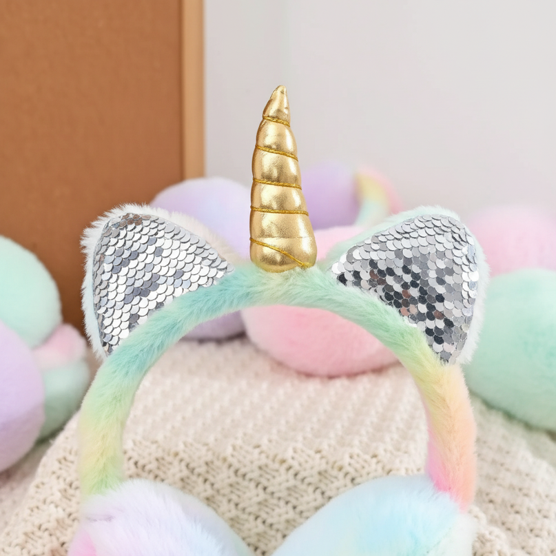 sequin unicorn earmuffs - detail
