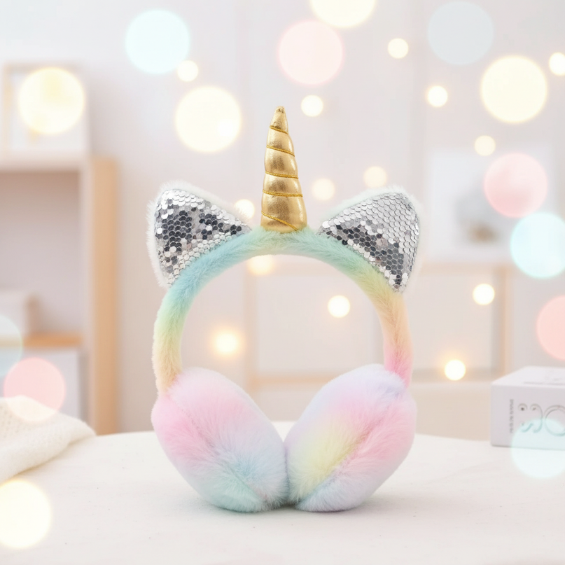 sequin unicorn earmuffs - lifestyle