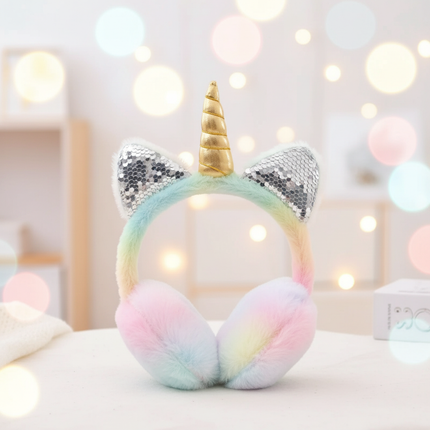 sequin unicorn earmuffs - lifestyle