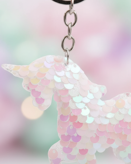 sequin unicorn keychain - detail