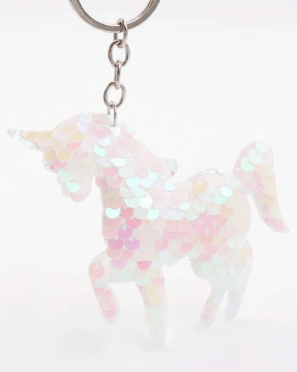 sequin unicorn keychain - white-bg