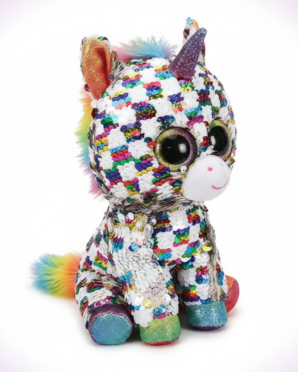 sequin unicorn stuffed animal - white-bg