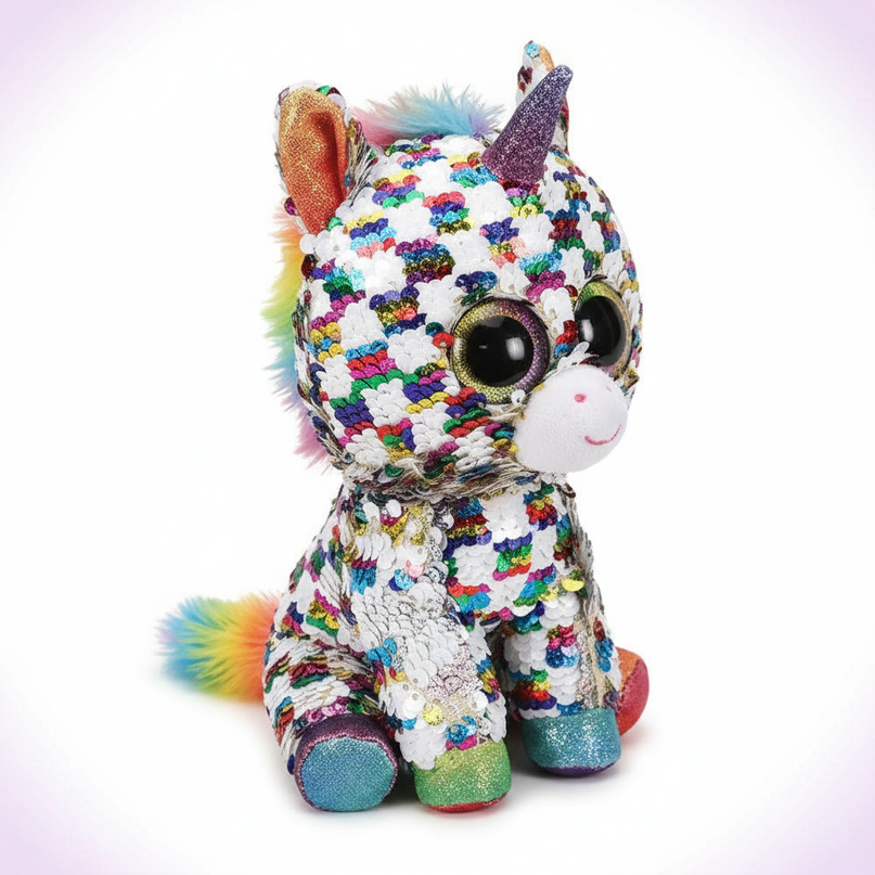 sequin unicorn stuffed animal - white-bg