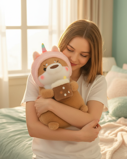 shiba unicorn plush - in-use