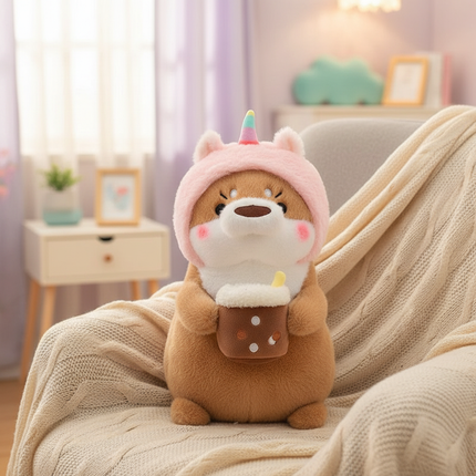 shiba unicorn plush - lifestyle