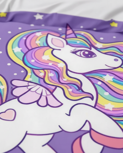 shooting star rainbow unicorn bedding - detail
