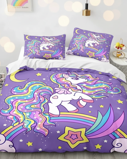shooting star rainbow unicorn bedding - lifestyle