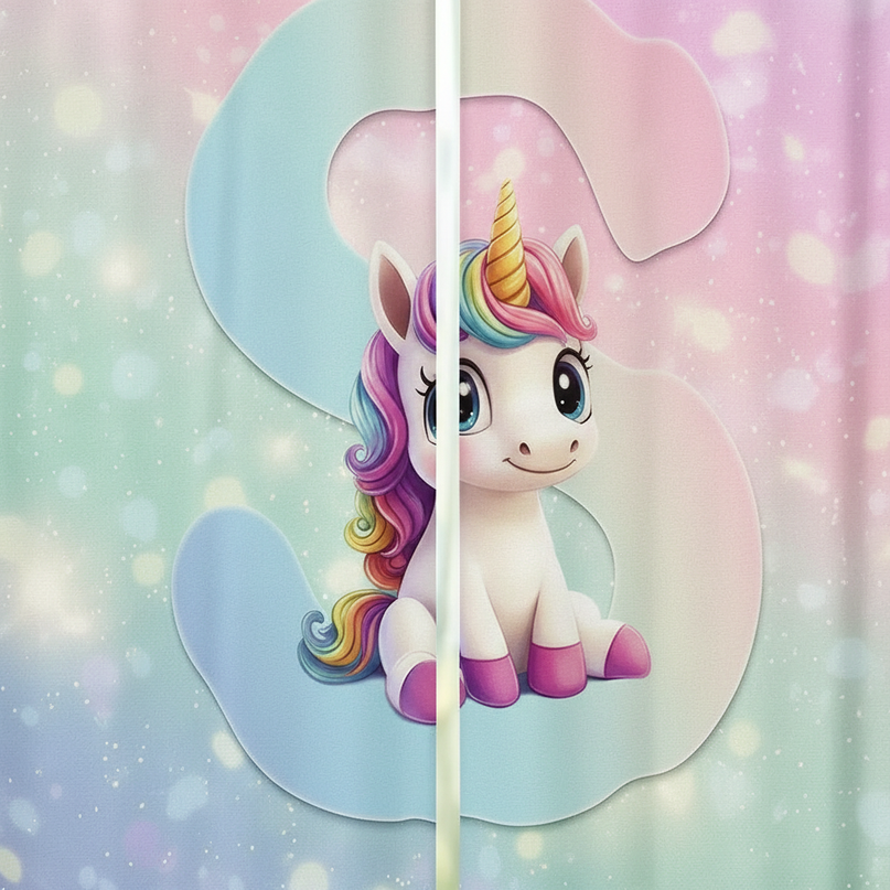 short unicorn curtains - detail