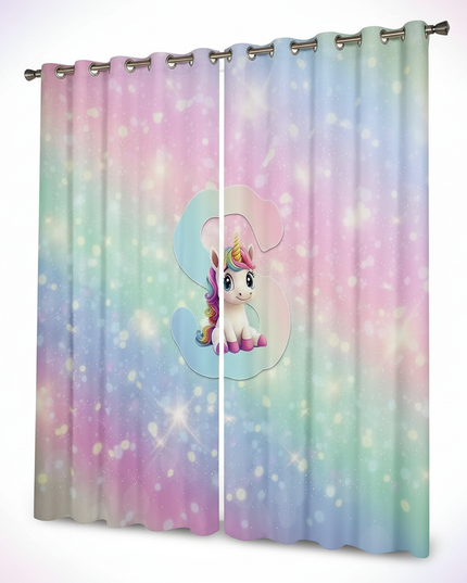 short unicorn curtains - white-bg