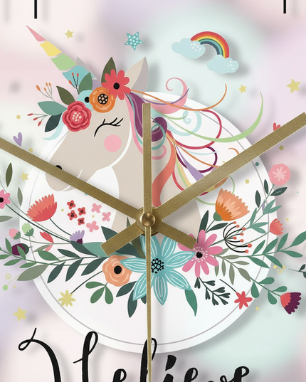 silent unicorn clock - detail