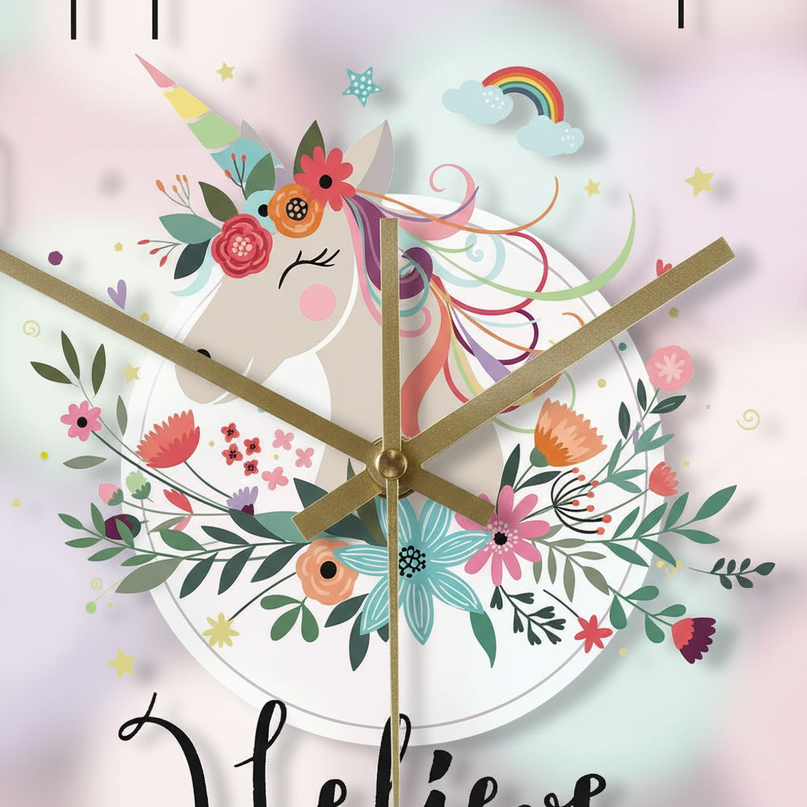 silent unicorn clock - detail
