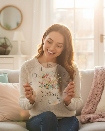 silent unicorn clock - in-use