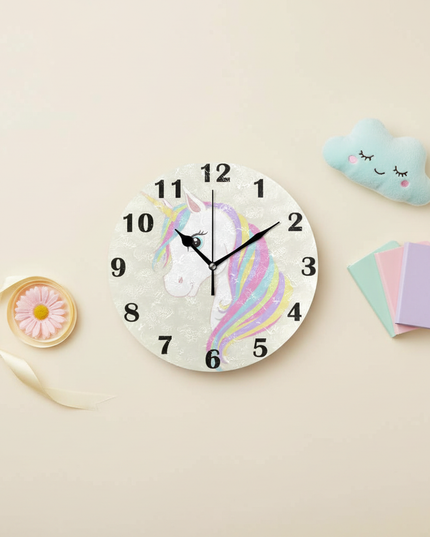 silent unicorn wall clock - flat-lay