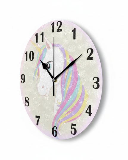 silent unicorn wall clock - white-bg