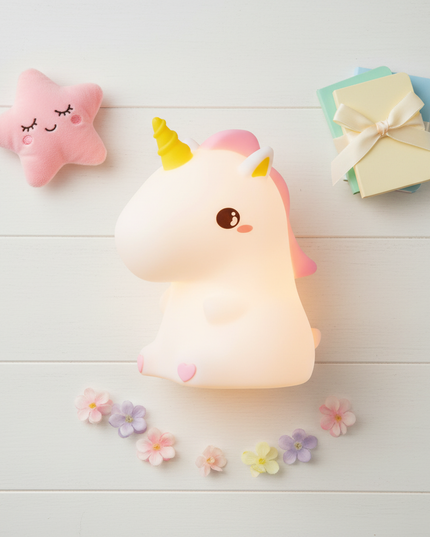 silicone unicorn night light - flat-lay