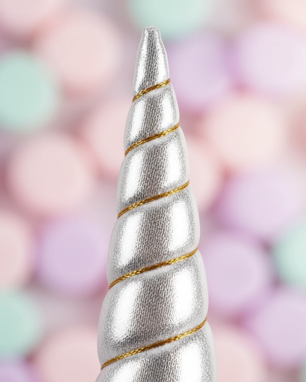 silver elastic unicorn horn - detail