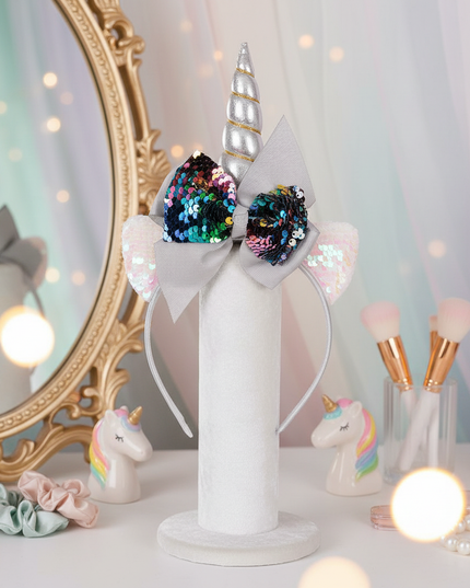 silver sequin unicorn headband - lifestyle