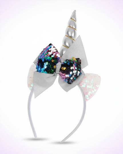 silver sequin unicorn headband - white-bg