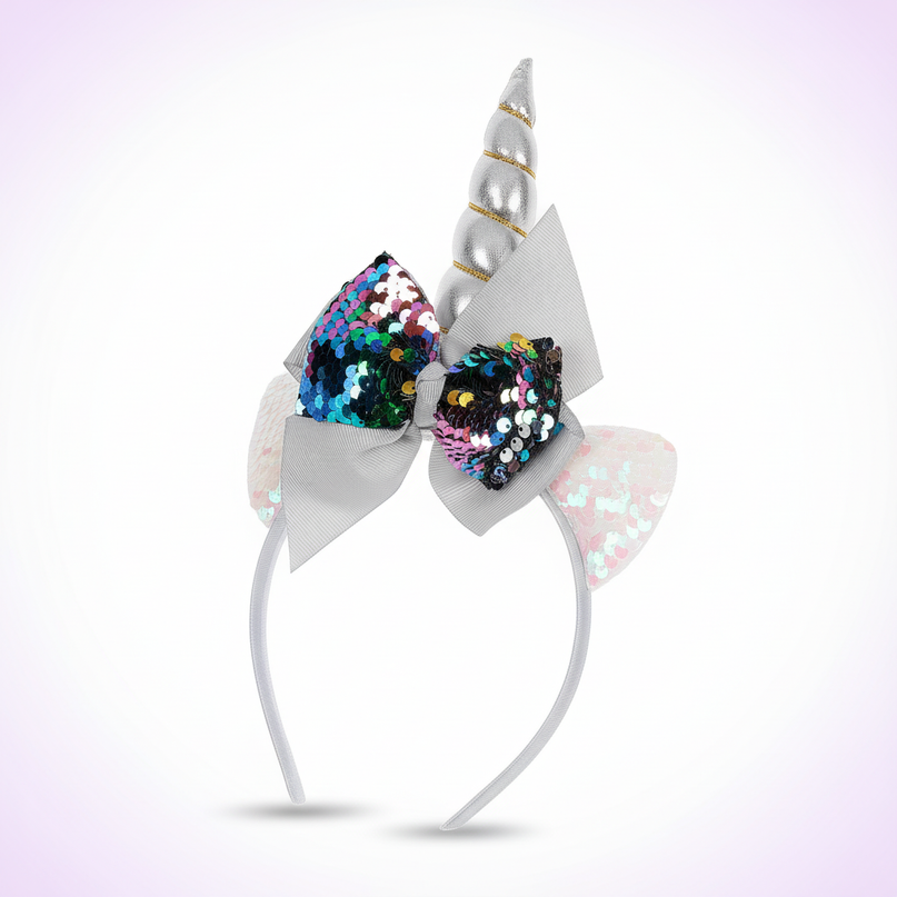 silver sequin unicorn headband - white-bg