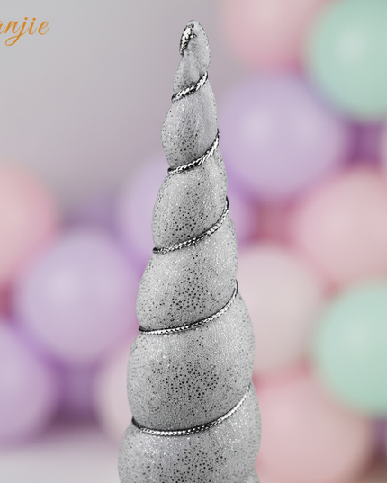 silver sequin unicorn horn - detail