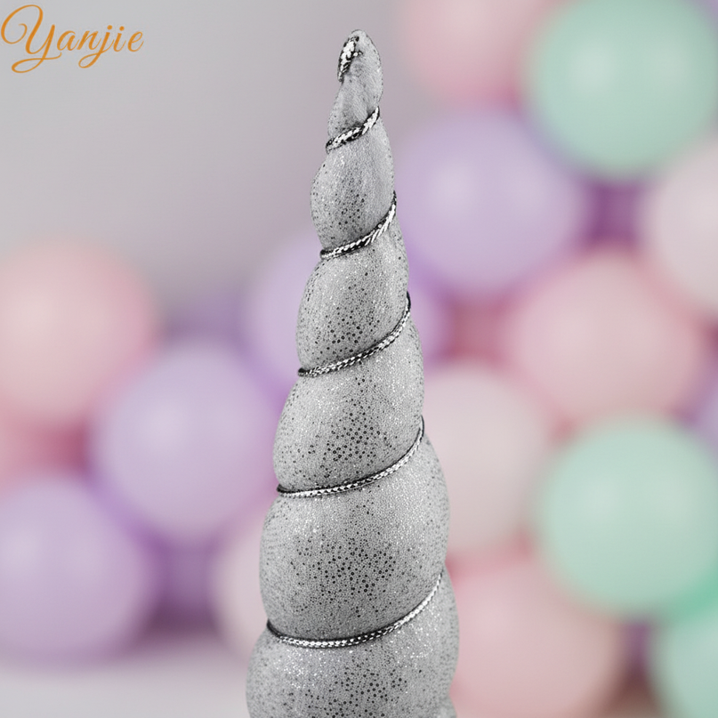 silver sequin unicorn horn - detail