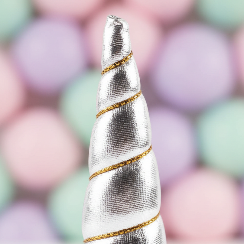 silver unicorn horn 3 piece set - detail