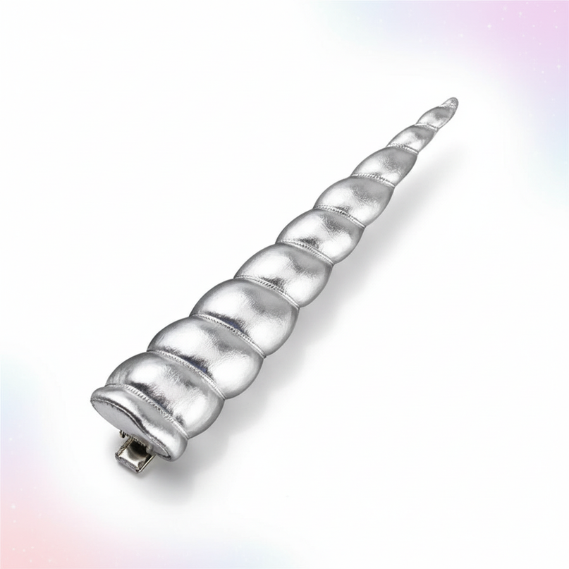 silver unicorn horn clip - white-bg