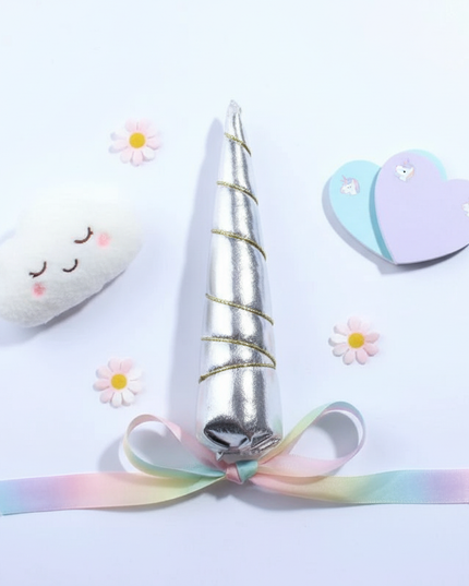 silver unicorn horn craft pack - flat-lay