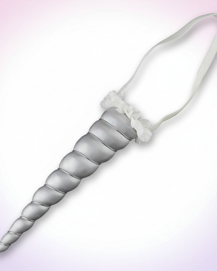 silver unicorn horn for cosplay prop - white-bg